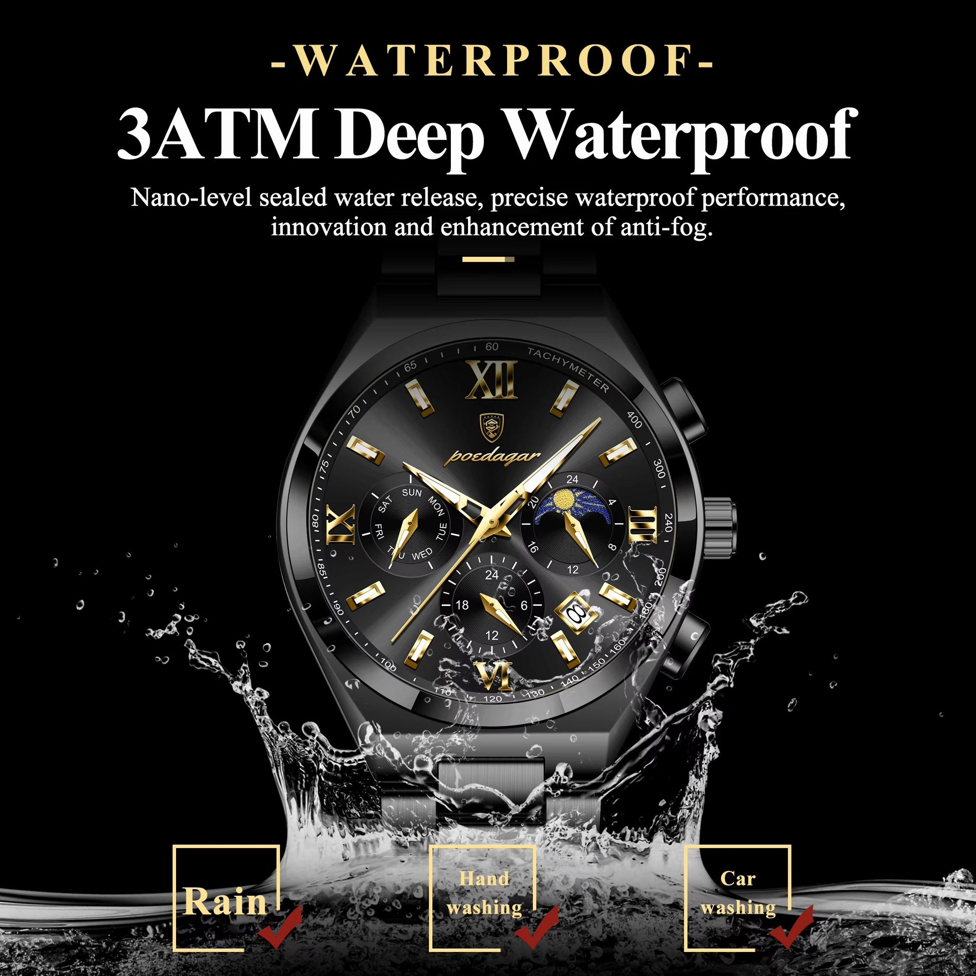 Edelstahl Business Armbanduhr "Data della settimana impermeabile no.5200" - PITANI