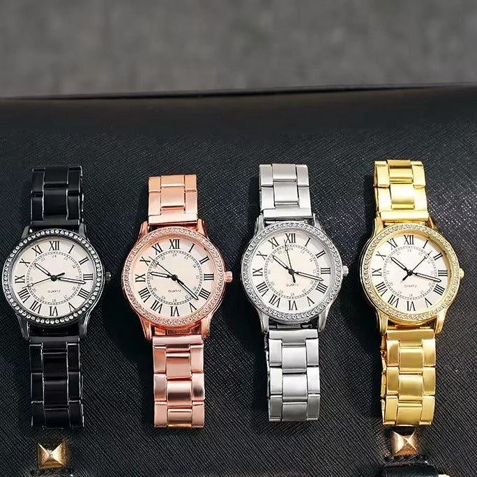 Edelstahl Armbanduhr mit Glitzer Lünette "Donne Femminili no.5135" - PITANI