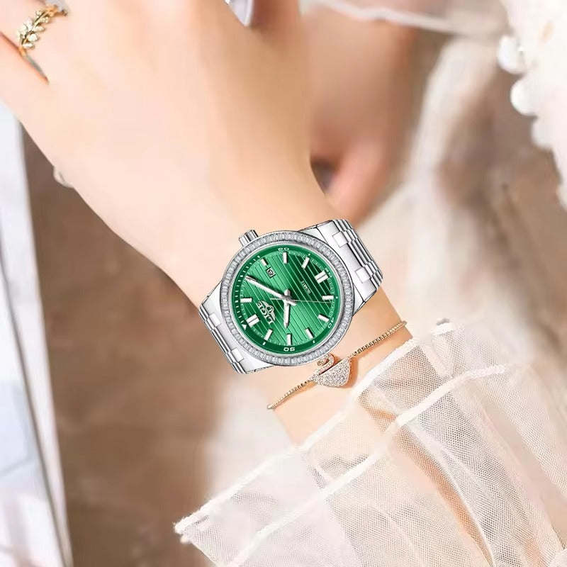 Elegante Edelstahl Armbanduhr mit Glitzer Lünette "Elegante no.3226“ - PITANI