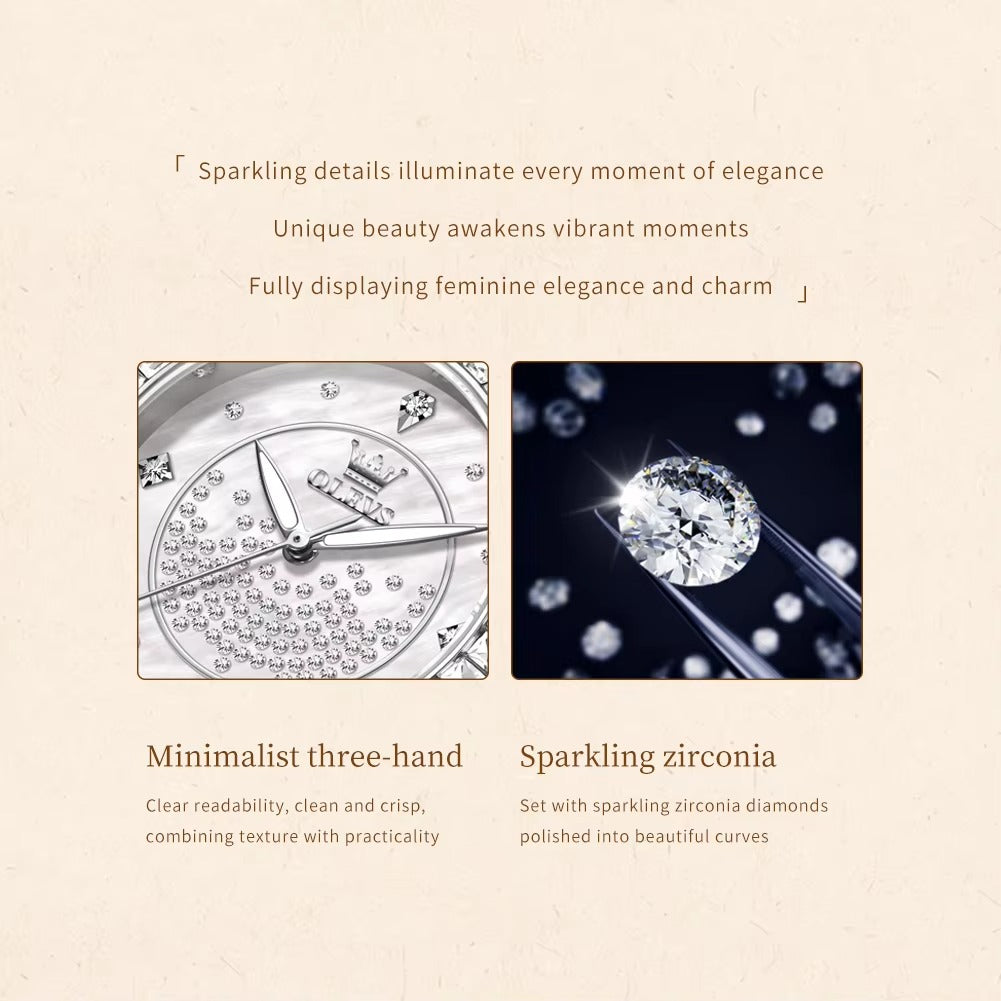 Edelstahl Glitzer Leder Armbanduhr "Cinturino in pelle alla moda no.3219" - PITANI