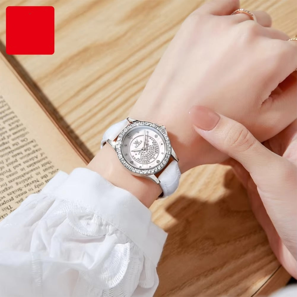 Edelstahl Glitzer Leder Armbanduhr "Cinturino in pelle alla moda no.3219" - PITANI