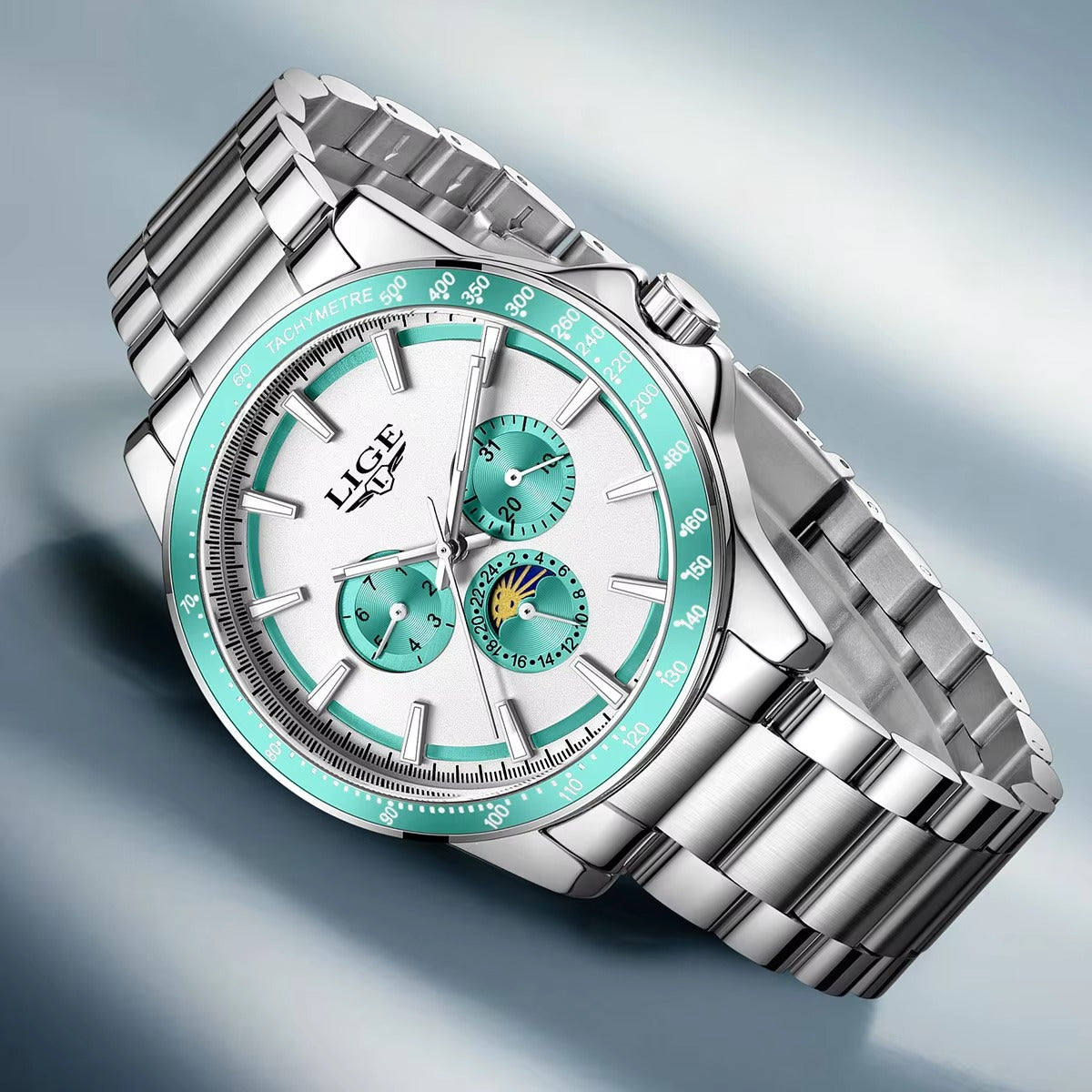 Zeitlos elegante Edelstahl Armbanduhr "Fase lunare no.5188" - PITANI