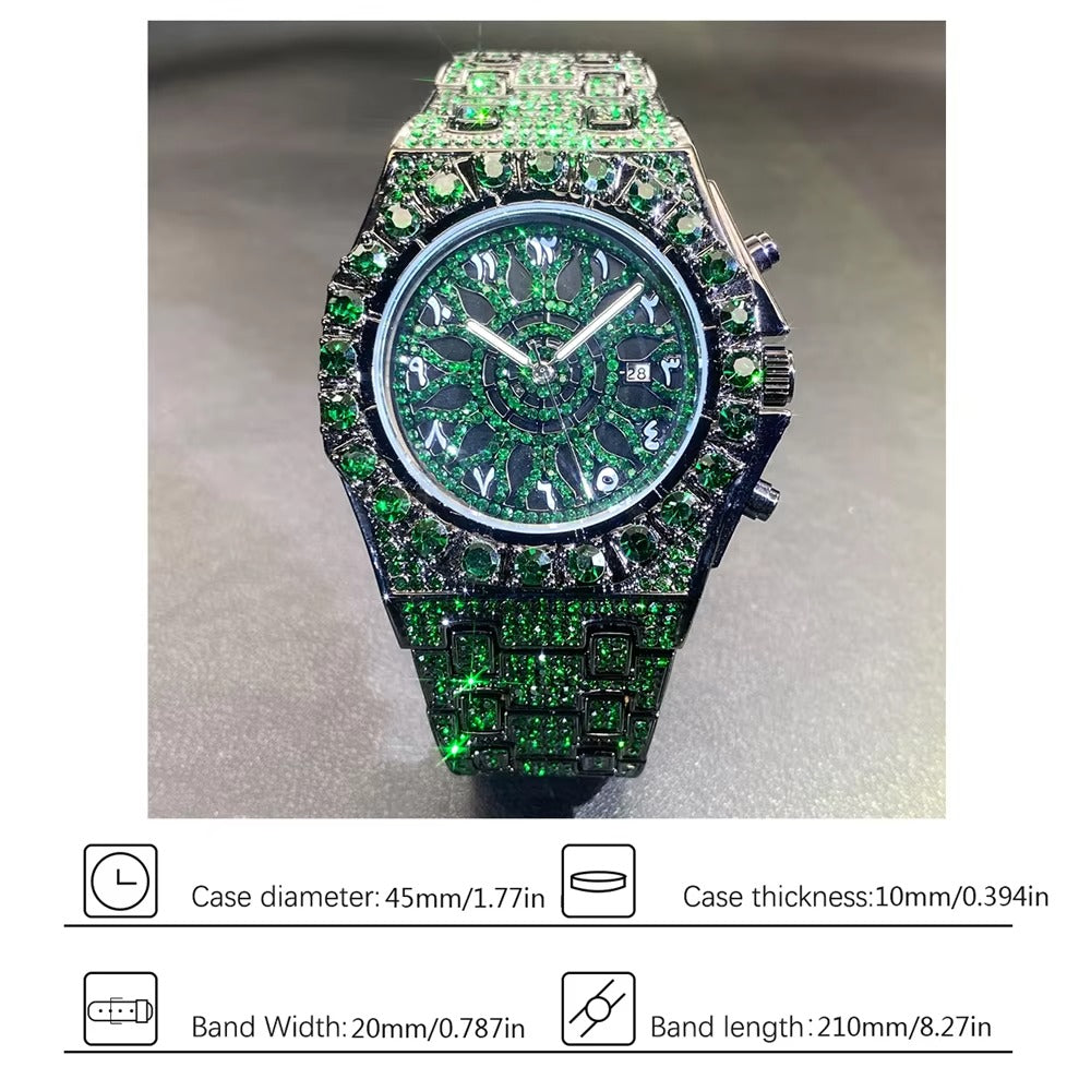 Edelstahl Glitzer Armbanduhr mit Arabischen Zahlen "Diamanti Moda no.5256“ - PITANI