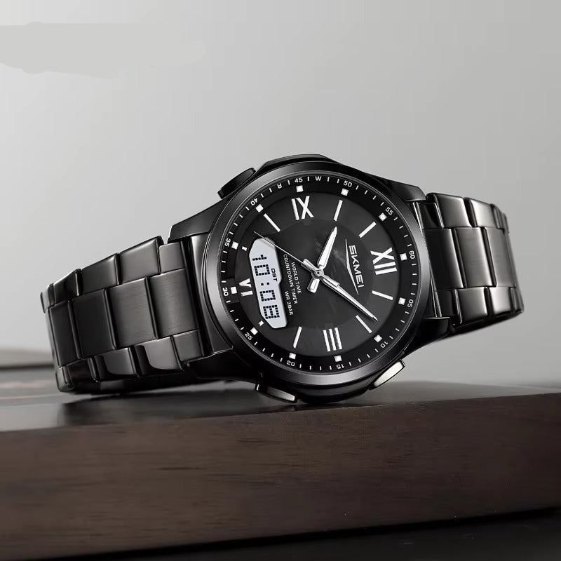 Runde elegante Edelstahl Armbanduhr "Analogico-Digitale no.5263“ - PITANI