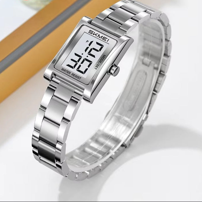 Rechteckige Digitale Edelstahl Armbanduhr "Rettangolare retrò no.3243“ - PITANI