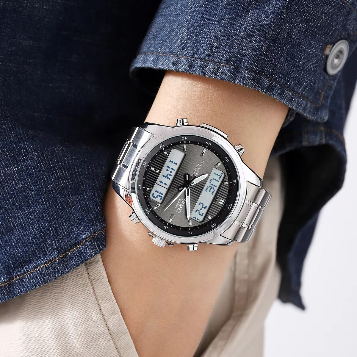 Modische digitale Edelstahl Armbanduhr "Display retroilluminato no.5257“ - PITANI
