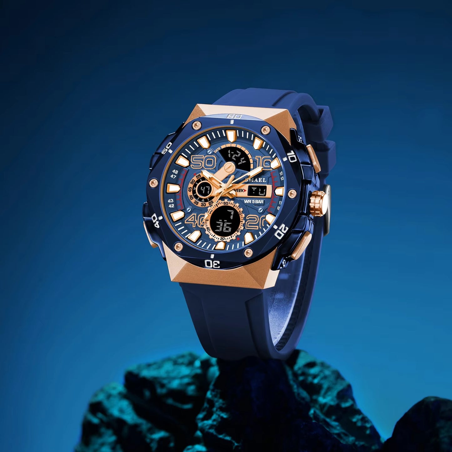 Silikon Armbanduhr in leuchtenden Farben mit digitaler Anzeige "Modalità d'affari no.5185" - PITANI