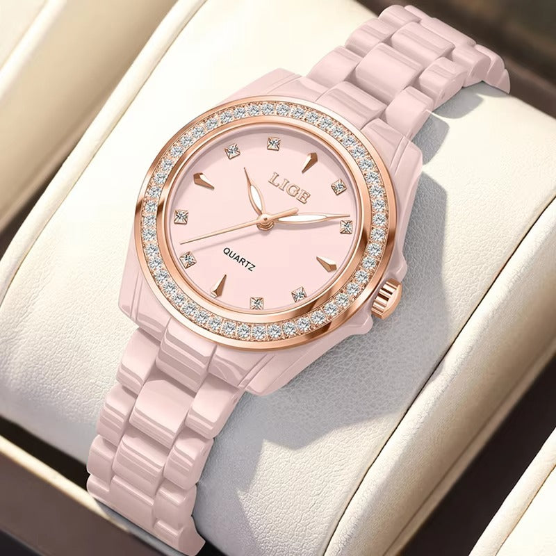 Elegant schmale Edelstahl Armbanduhr mit Glitzer Lünette "Orologio belle casual no.3227“ - PITANI