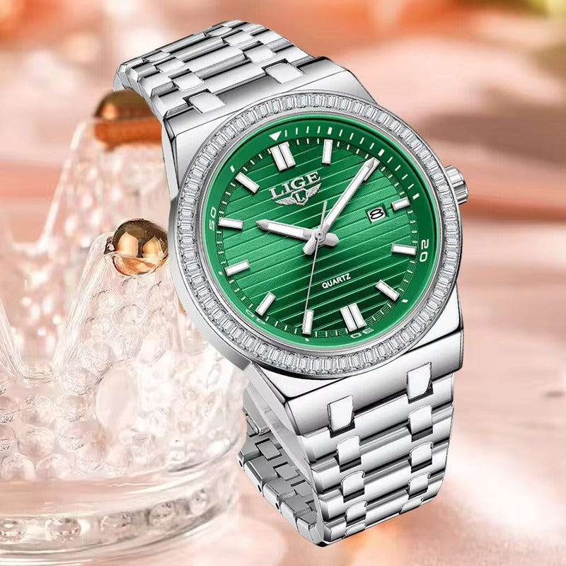 Elegante Edelstahl Armbanduhr mit Glitzer Lünette "Elegante no.3226“ - PITANI