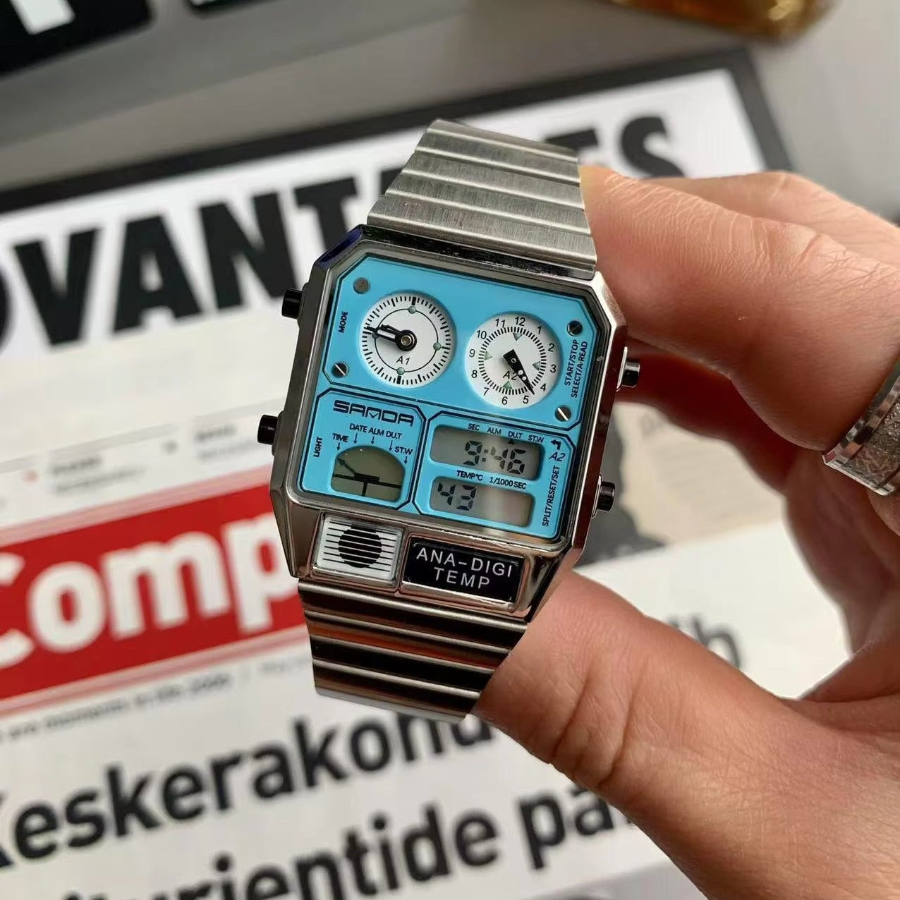 Außergewöhnliche multifunktional Retro Armbanduhr "Retro Square no.5218" - PITANI