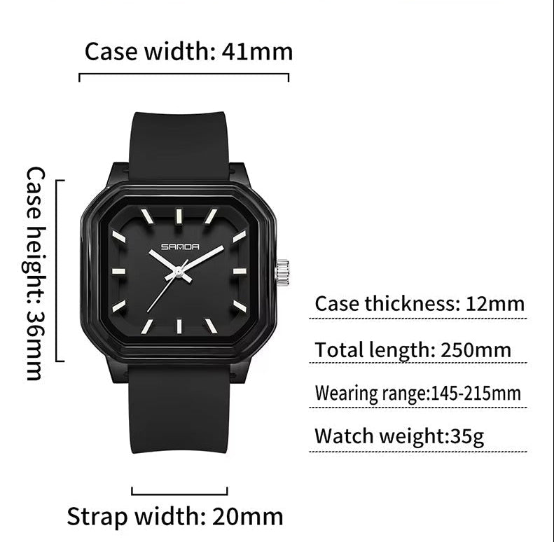 Quadratische Silikon Armbanduhr "Cinturino in silicone no.3239“ - PITANI