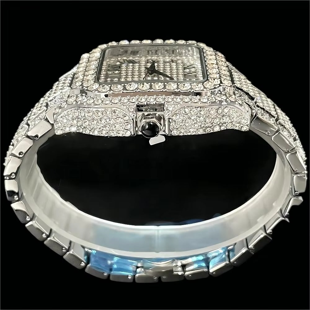 Glitzernde elegante Edelstahl Armbanduhr mit römischen Zahlen "Luogo ghiacciato no.5226“ - PITANI