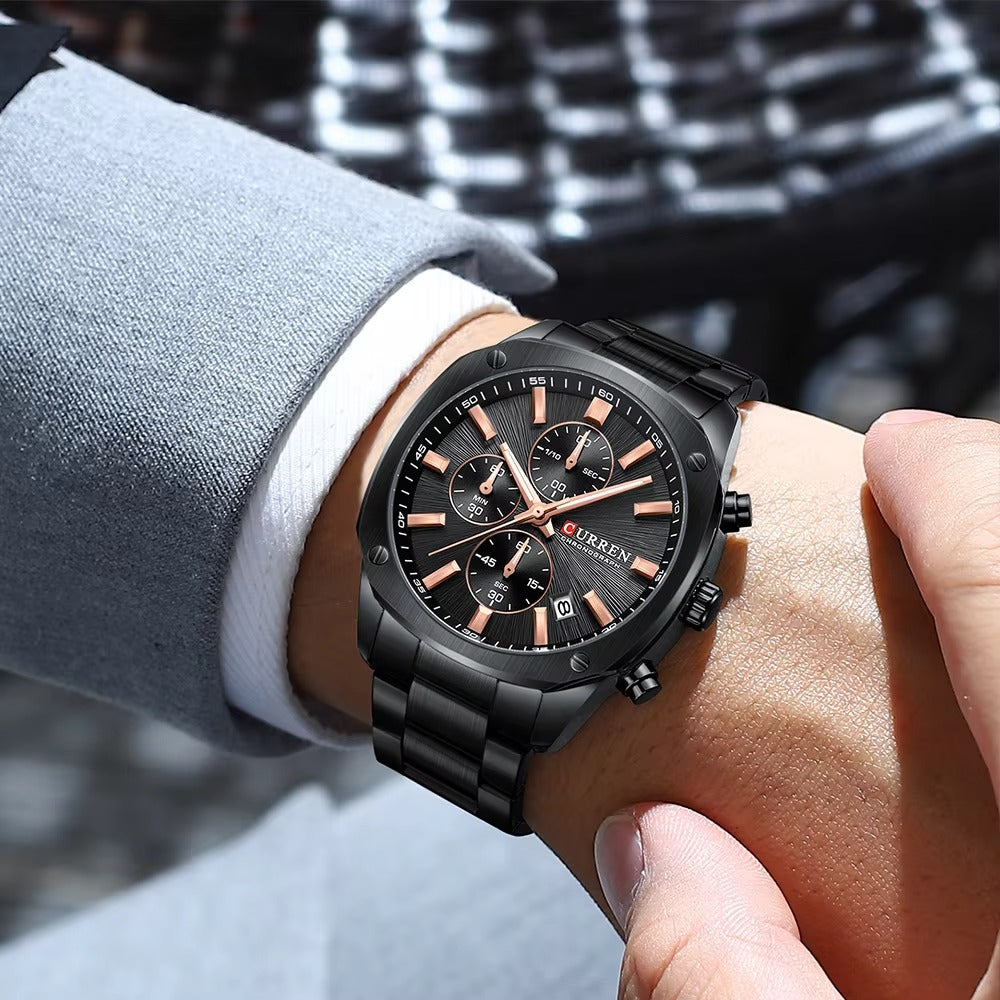 Klassisch moderne Edelstahl Armbanduhr "Cronografo luminoso no.5221“ - PITANI