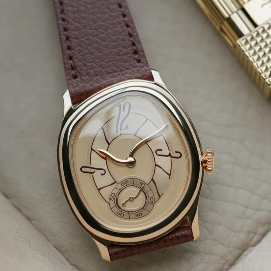 Außergewöhnliche Leder Armbanduhr mit schiefem Zifferblatt "Vera pelle no.5266“ - PITANI