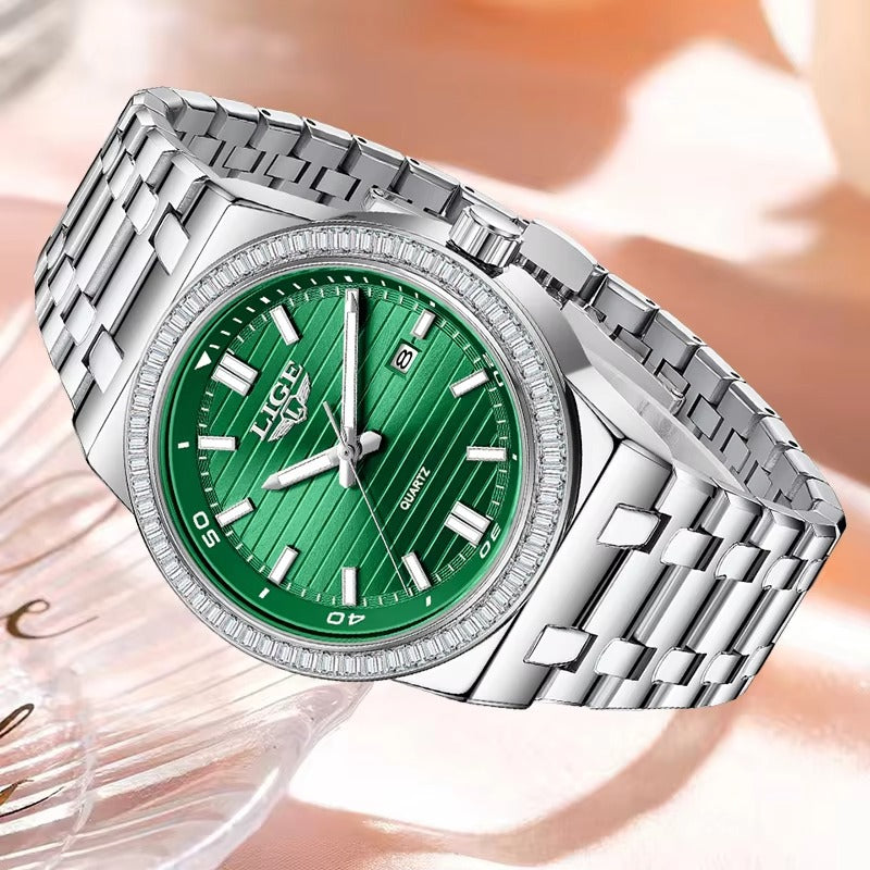 Elegante Edelstahl Armbanduhr mit Glitzer Lünette "Elegante no.3226“ - PITANI