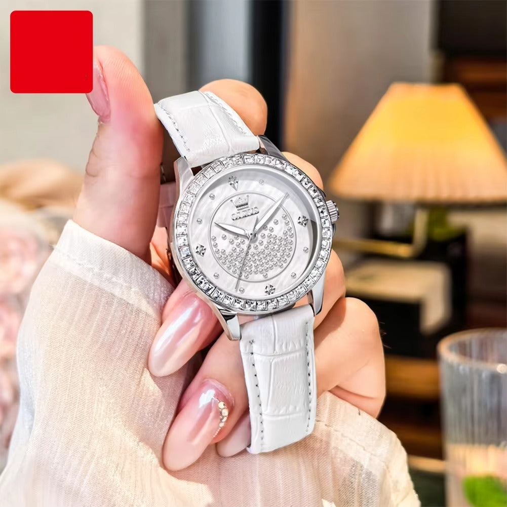 Edelstahl Glitzer Leder Armbanduhr "Cinturino in pelle alla moda no.3219" - PITANI