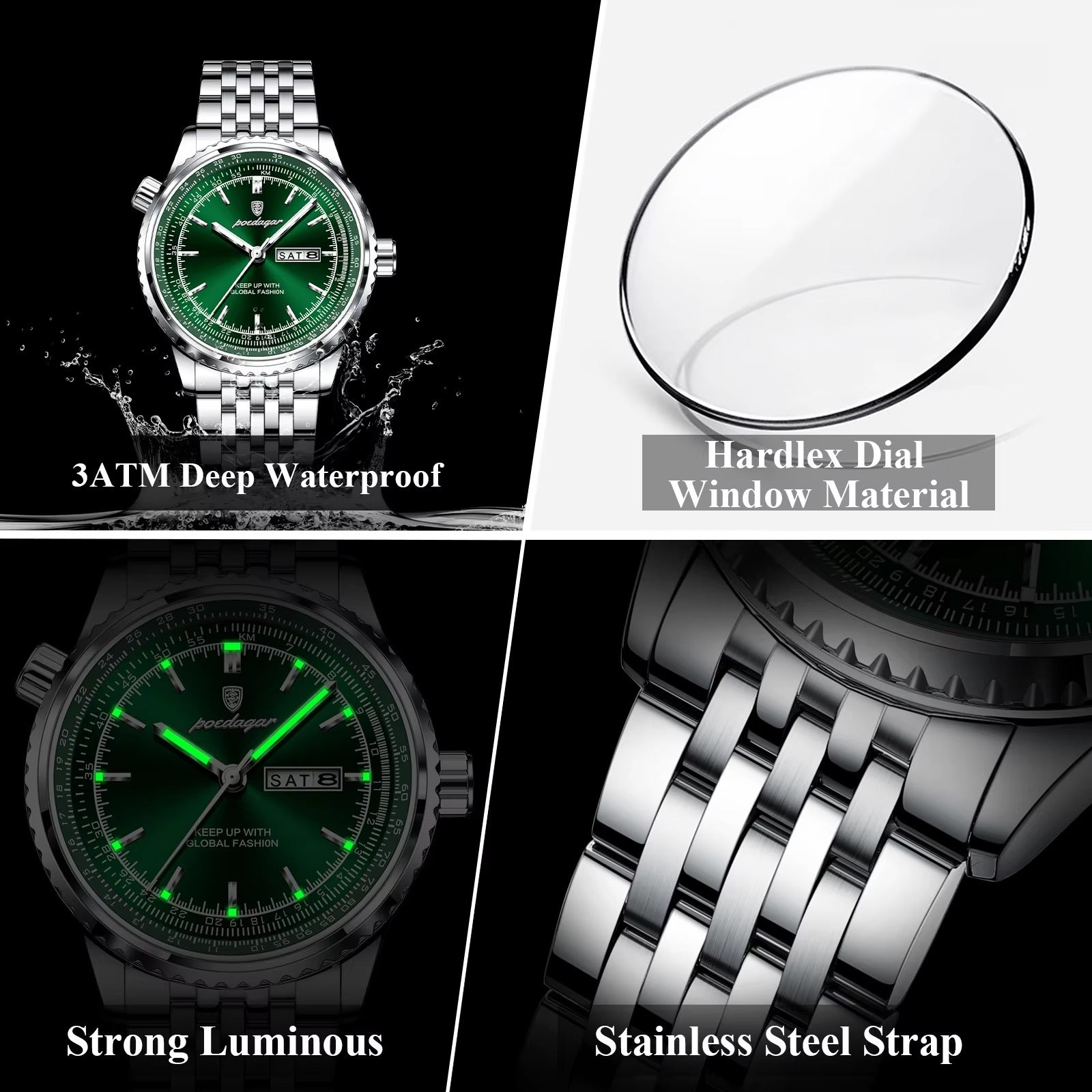 Runde Edelstahl Armbanduhr "Lusso militare no.5272“ - PITANI