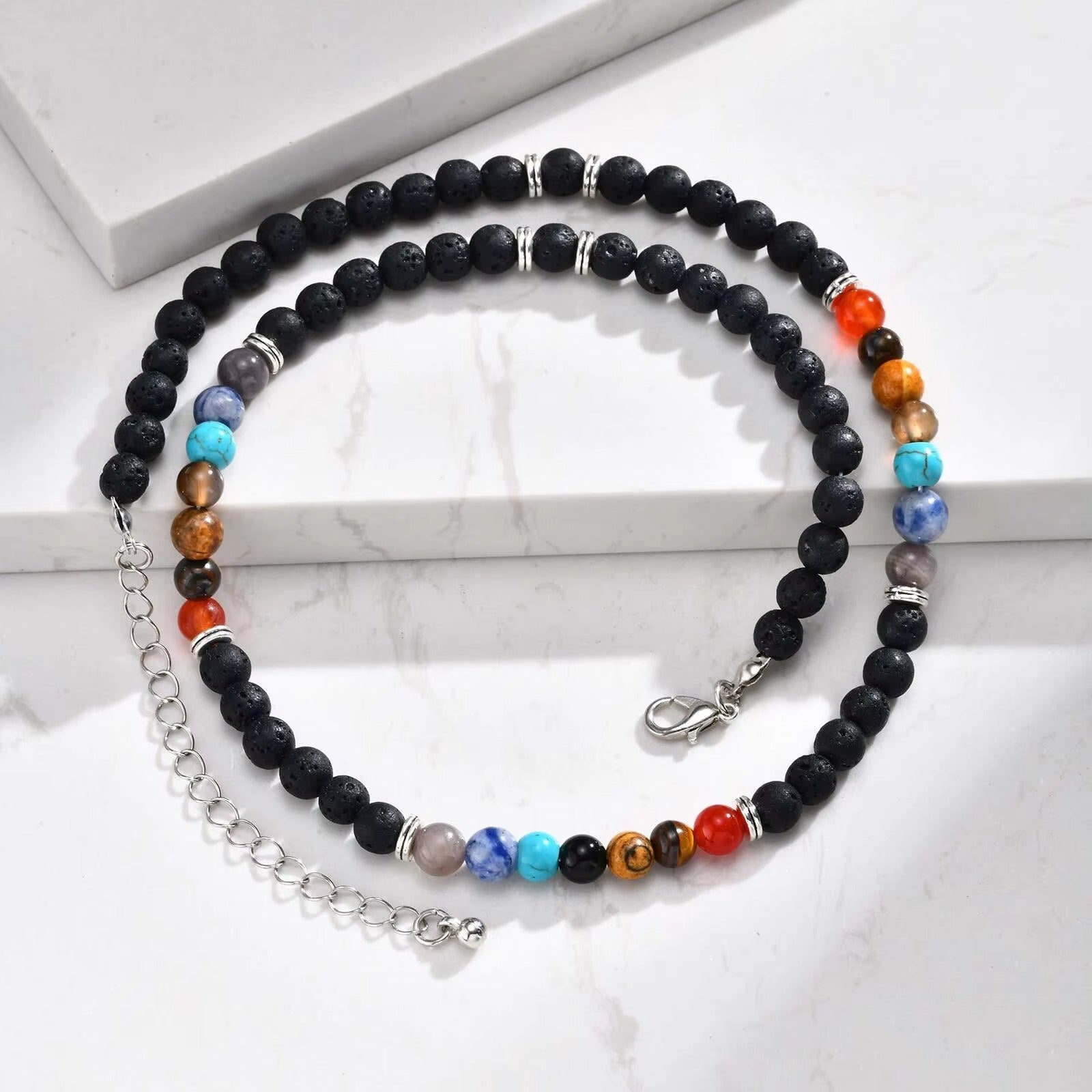 Bunte Perlen Halskette "Collana di perline di pietra no.4248" - PITANI