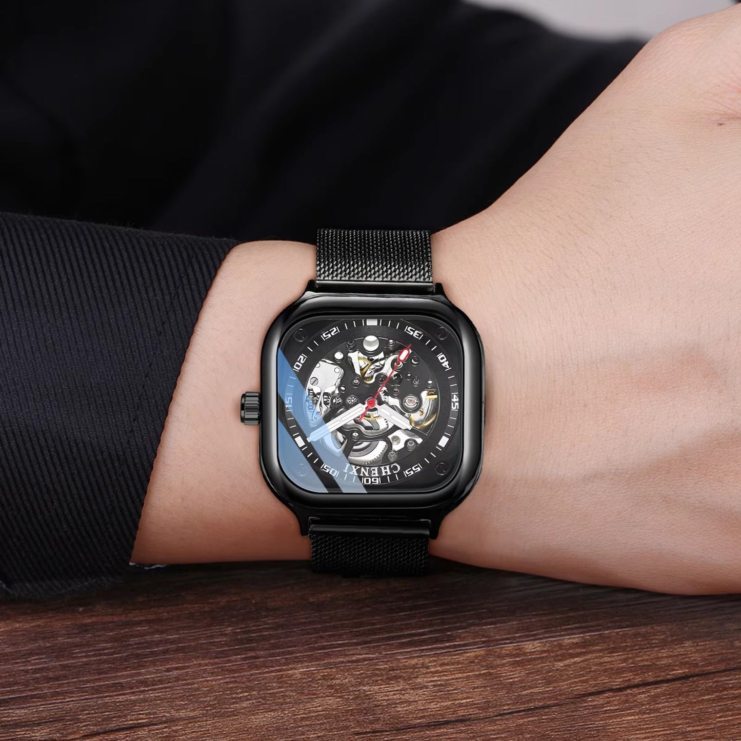 Quadratische Mesh Automatik Armbanduhr "Quadrante quadrato no.5283“ - PITANI