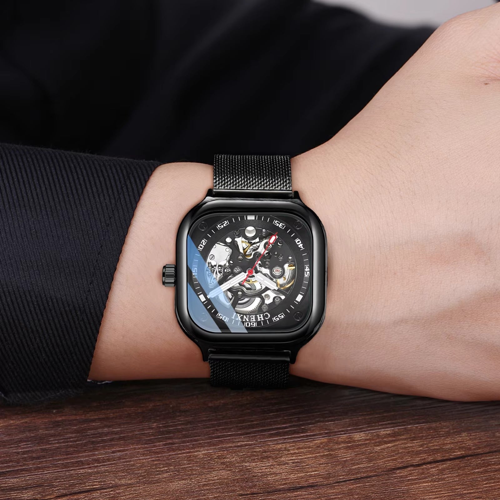 Quadratische Mesh Automatik Armbanduhr "Quadrante quadrato no.5283“ - PITANI