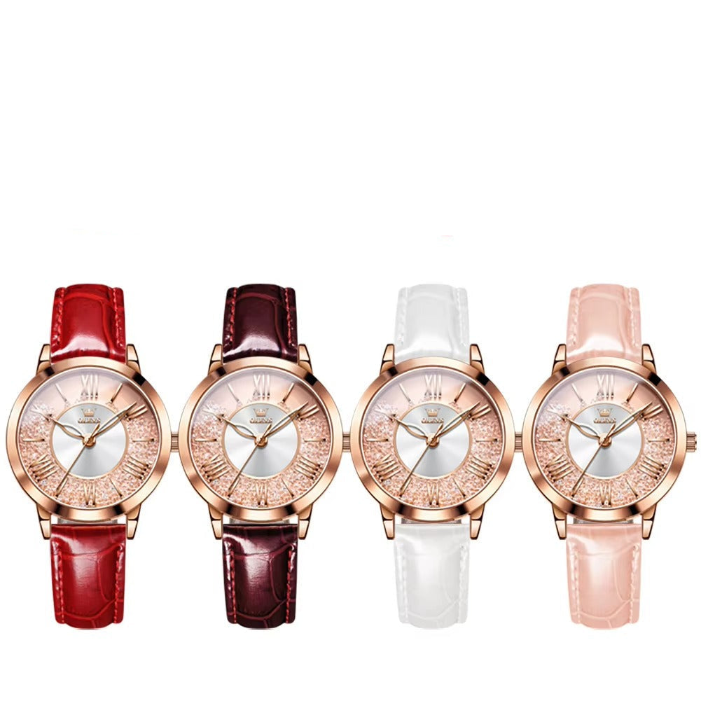 Leder Armbanduhr mit Glitzer Ziffernblatt "Moda elegante no.5132" - PITANI