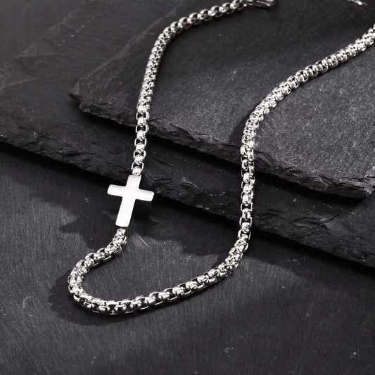 Edelstahl Kreuz Halskette "Collane con croce laterale no.4242" - PITANI