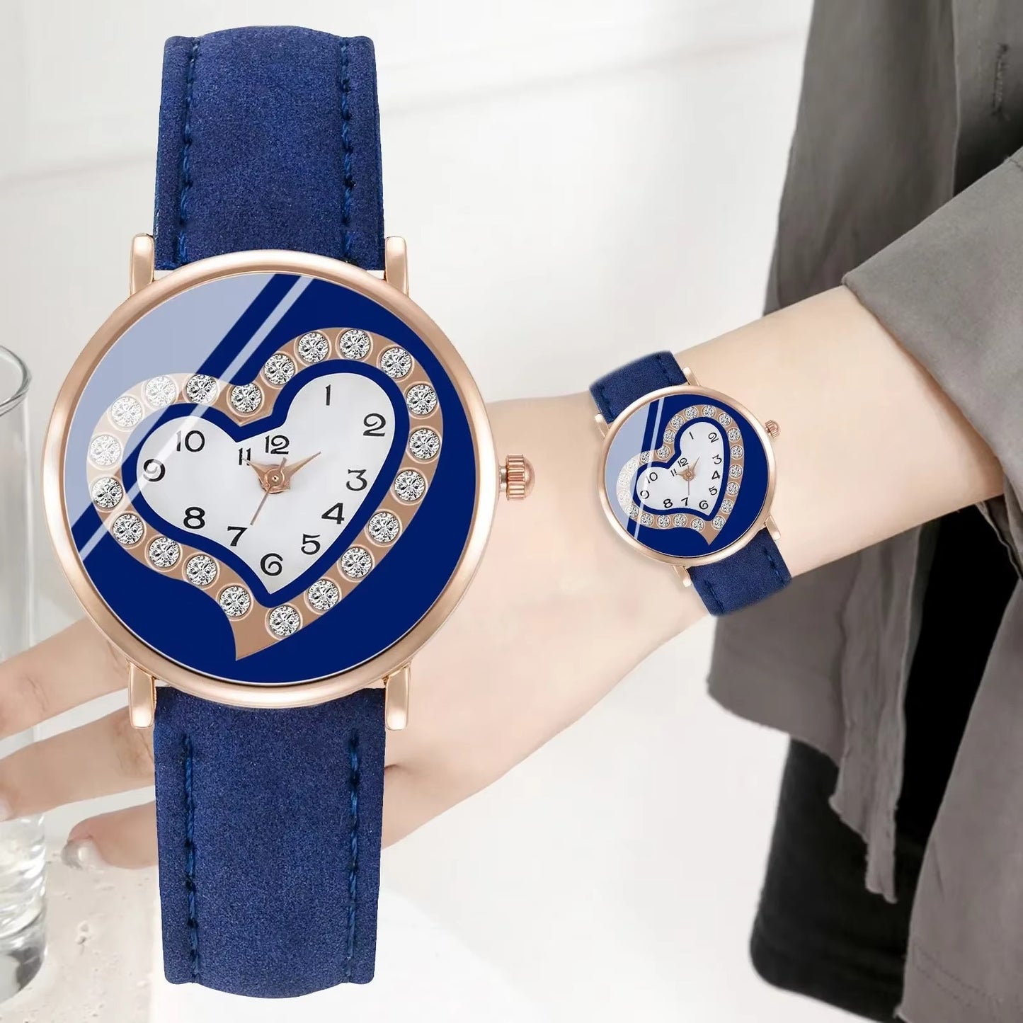 Moderne Armbanduhr mit Herzform im Ziffernblatt "Pelle semplice no.5126" - PITANI