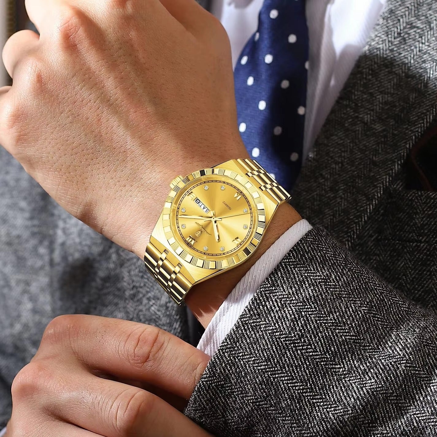 Edelstahl Armbanduhr mit eleganter Lünette "Luminoso impermeabile no.5199" - PITANI