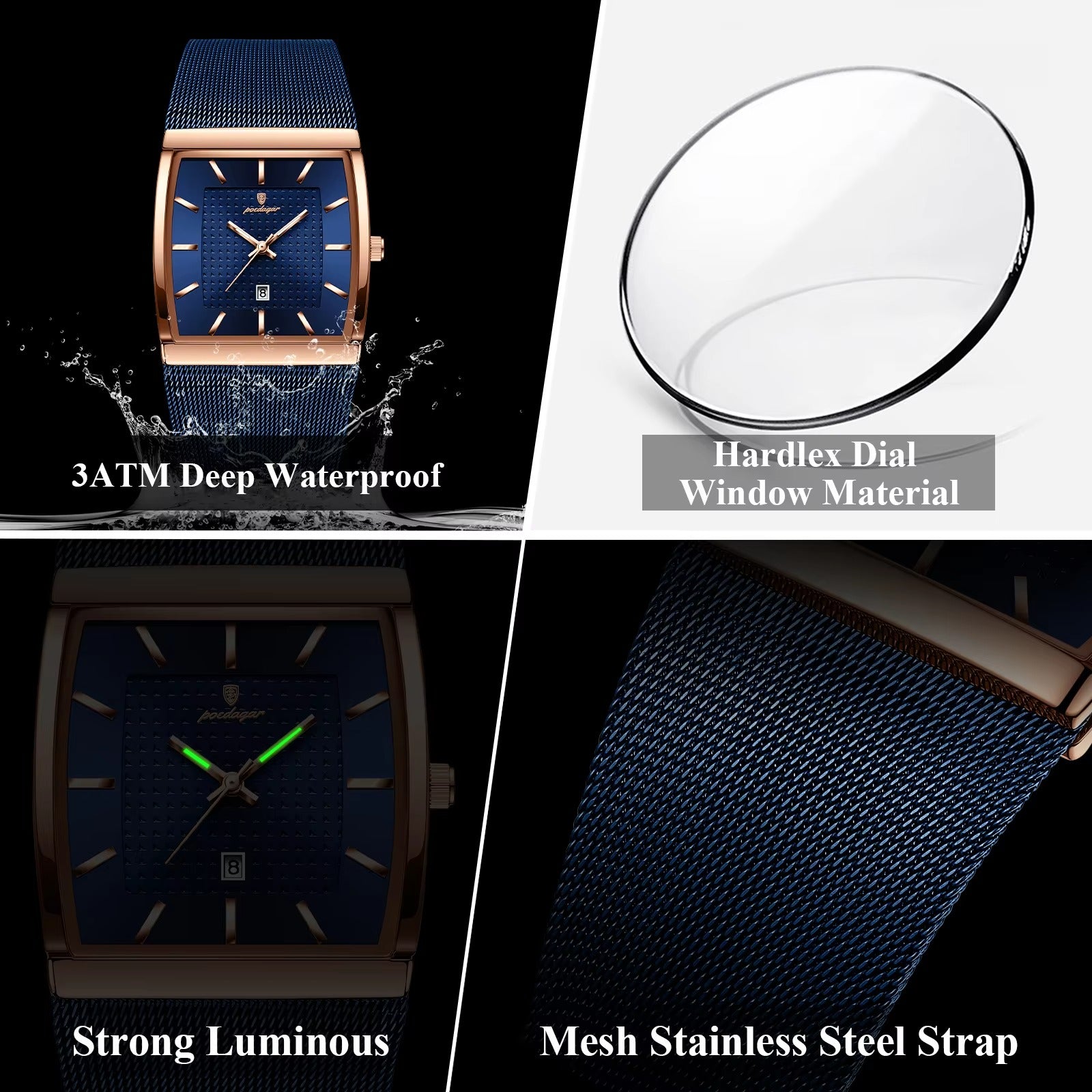 Ultra dünne Quadratische Armbanduhr "Orologio da polso da uomo rettangolare no.4179" - PITANI
