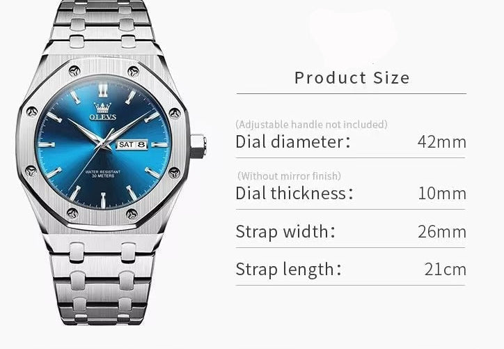 Achteckige Edelstahl Armbanduhr "Doppio calendario no.5245“ - PITANI