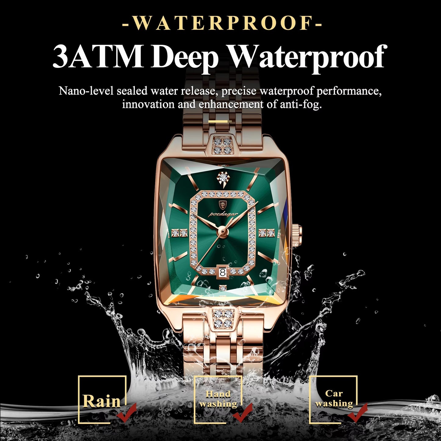 Edelstahl Armbanduhr mit Glitzerndem Ziffernblatt "Calendario impermeabile no.5173" - PITANI