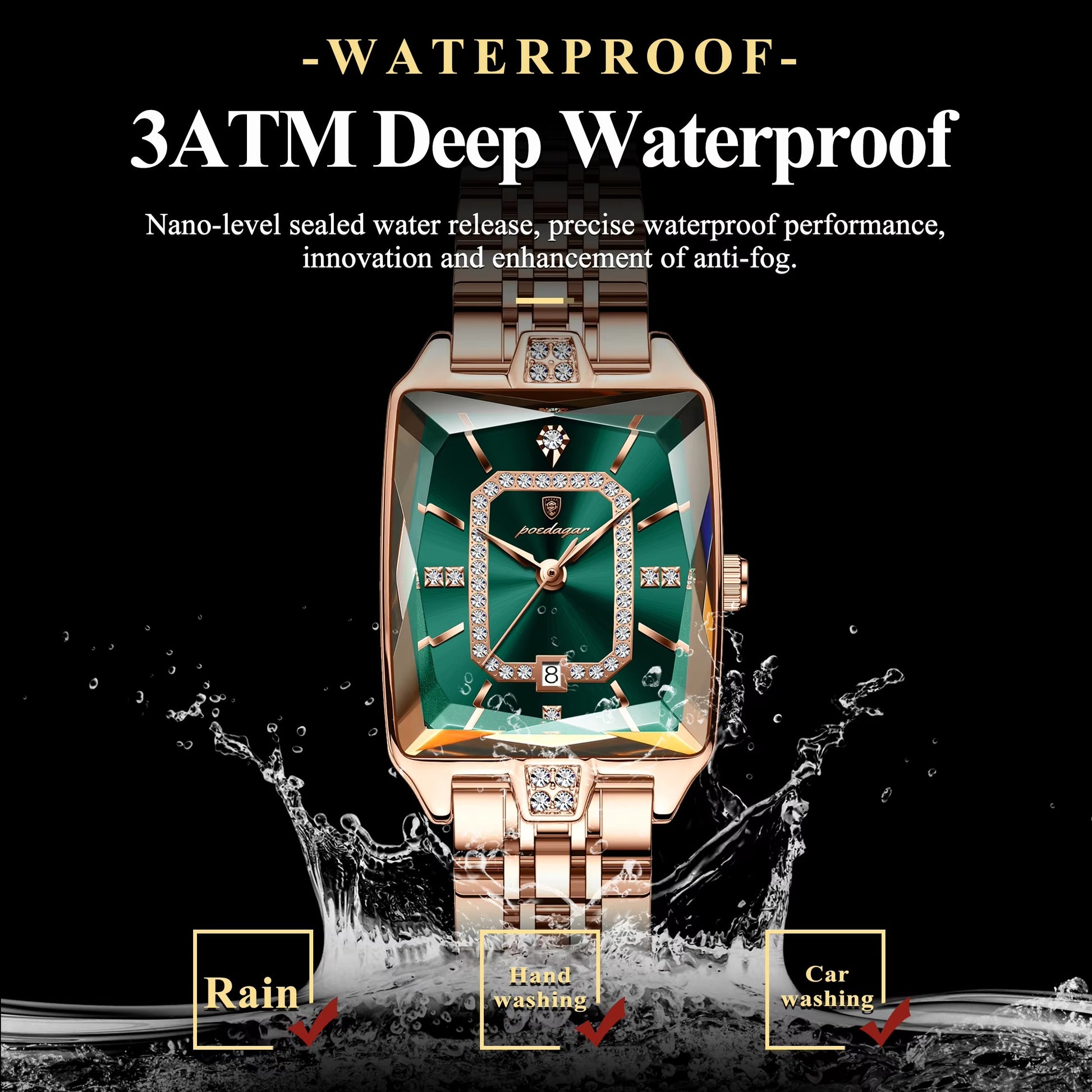 Edelstahl Armbanduhr mit Glitzerndem Ziffernblatt "Calendario impermeabile no.5173" - PITANI