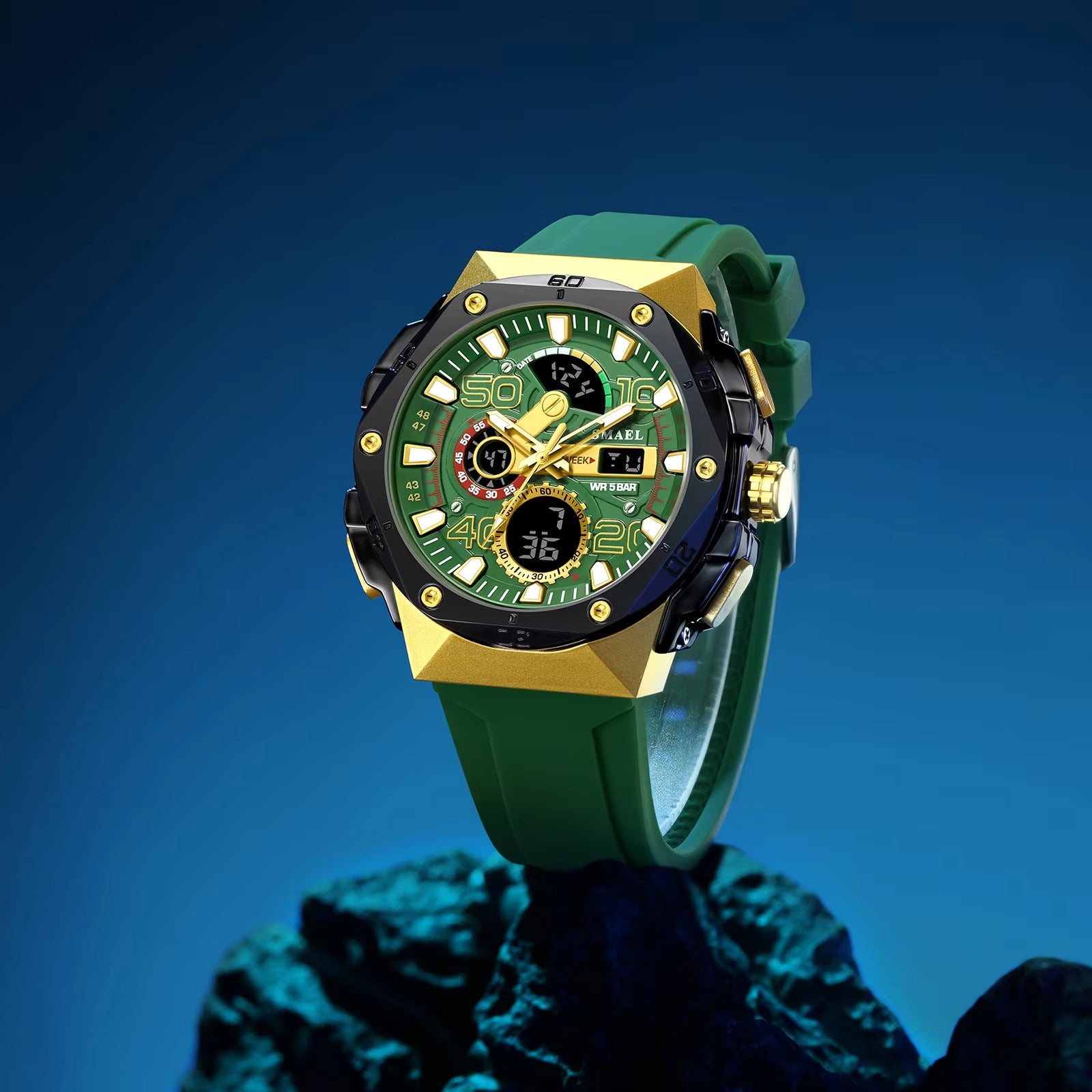 Silikon Armbanduhr in leuchtenden Farben mit digitaler Anzeige "Modalità d'affari no.5185" - PITANI