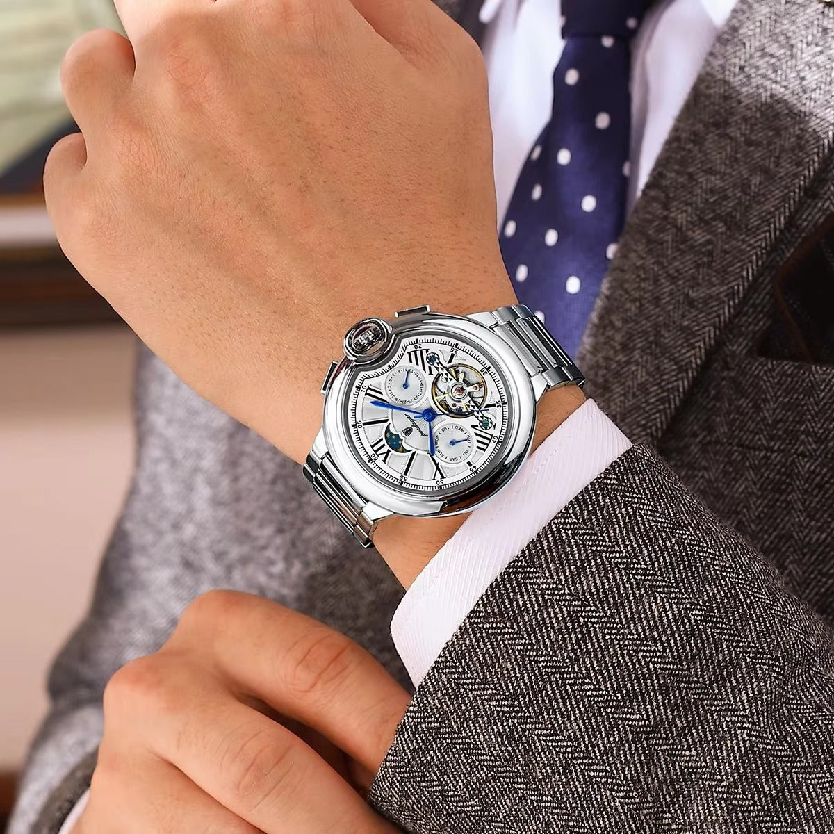 Automatik Edelstahl/Leder Armbanduhr "Meccanico Militare no.5214" - PITANI