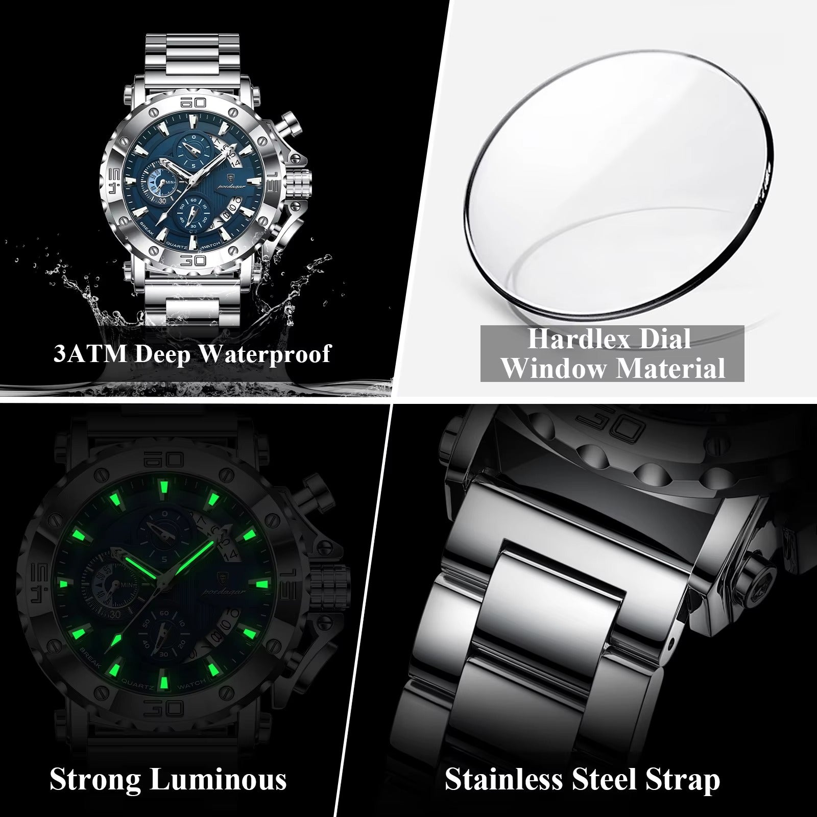 Edelstahl Armbanduhr "Calendario Luminoso no.5269“ - PITANI