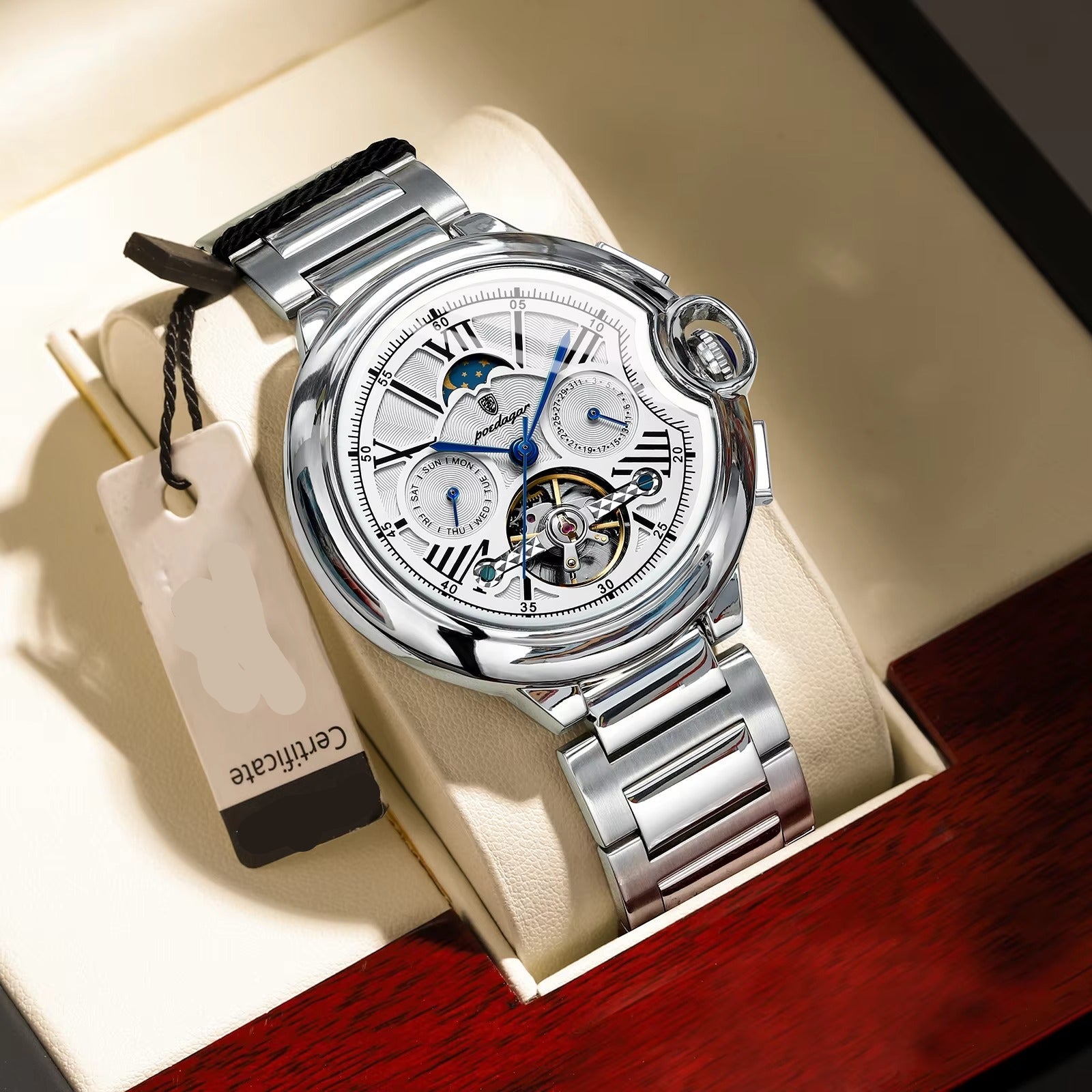 Automatik Edelstahl/Leder Armbanduhr "Meccanico Militare no.5214" - PITANI