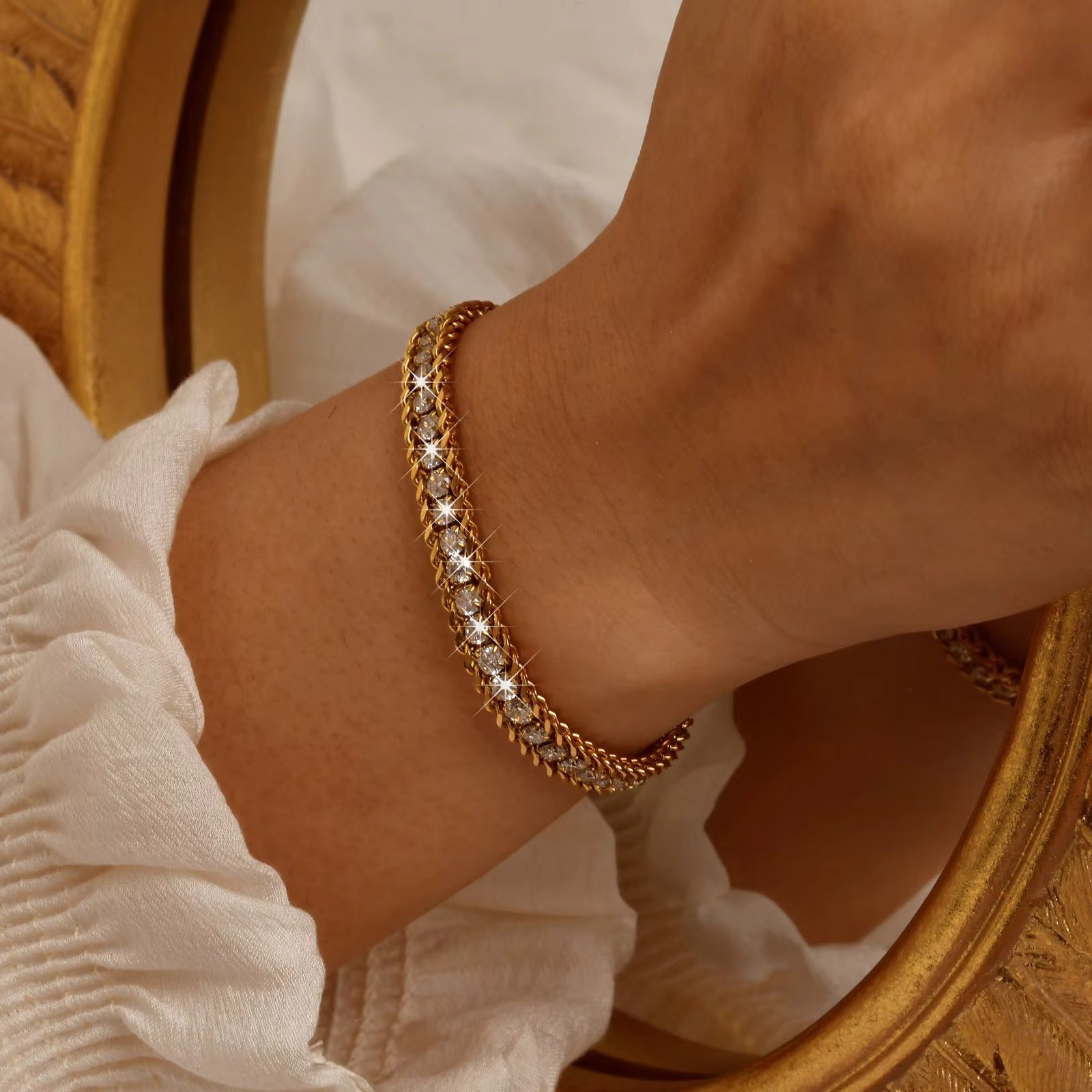 Edelstahl Glitzer Armband "Catena cubana con perline a sfera no.5333" - PITANI