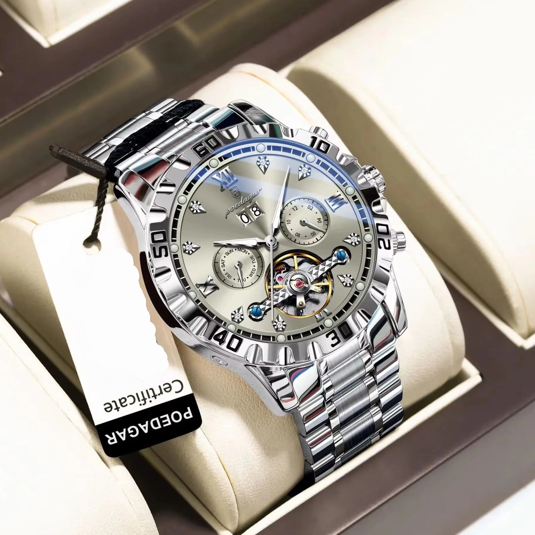 Außergewöhnliche Edelstahl Automatik Armbanduhr "Data automatica no.4158" - PITANI