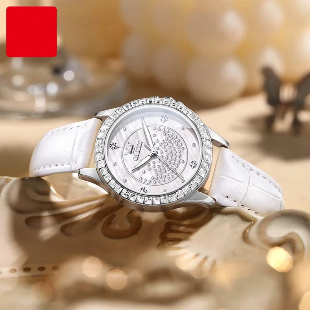 Edelstahl Glitzer Leder Armbanduhr "Cinturino in pelle alla moda no.3219" - PITANI