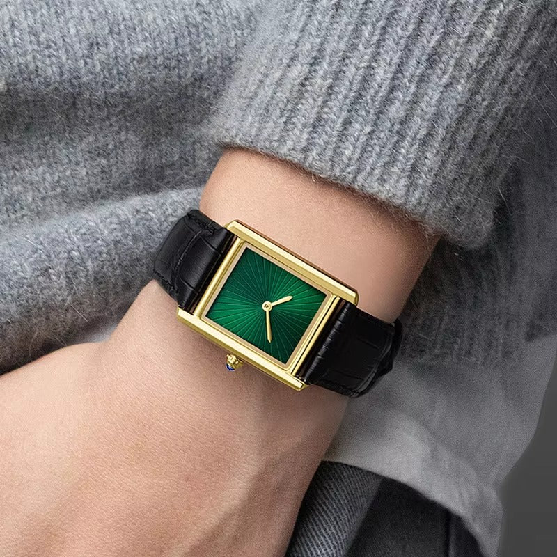 Schlichte Vintage Leder Armbanduhr "Quarzo impermeabile no.5265“