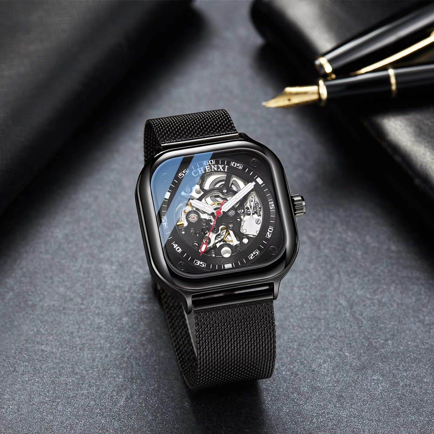 Quadratische Mesh Automatik Armbanduhr "Quadrante quadrato no.5283“ - PITANI