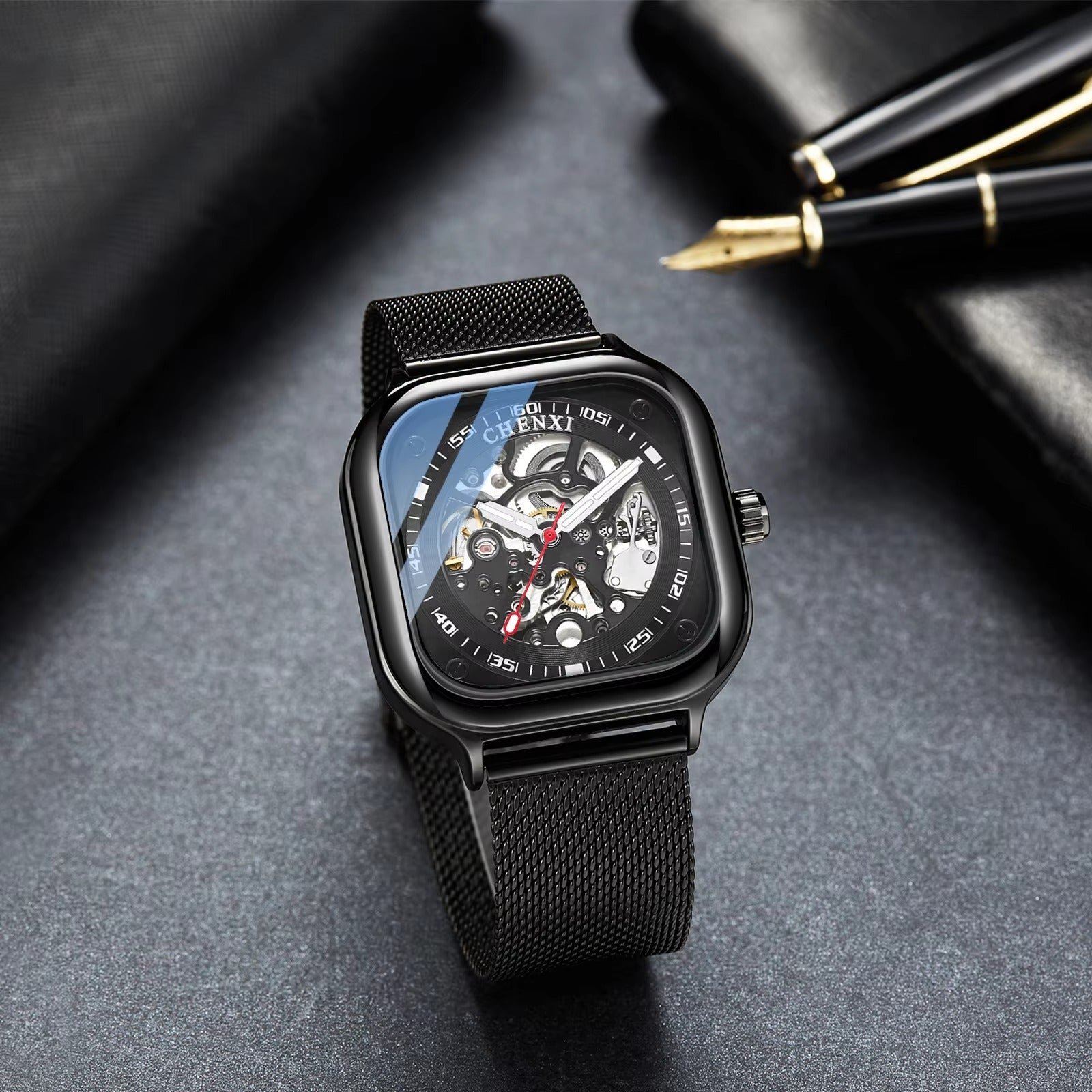Quadratische Mesh Automatik Armbanduhr "Quadrante quadrato no.5283“ - PITANI