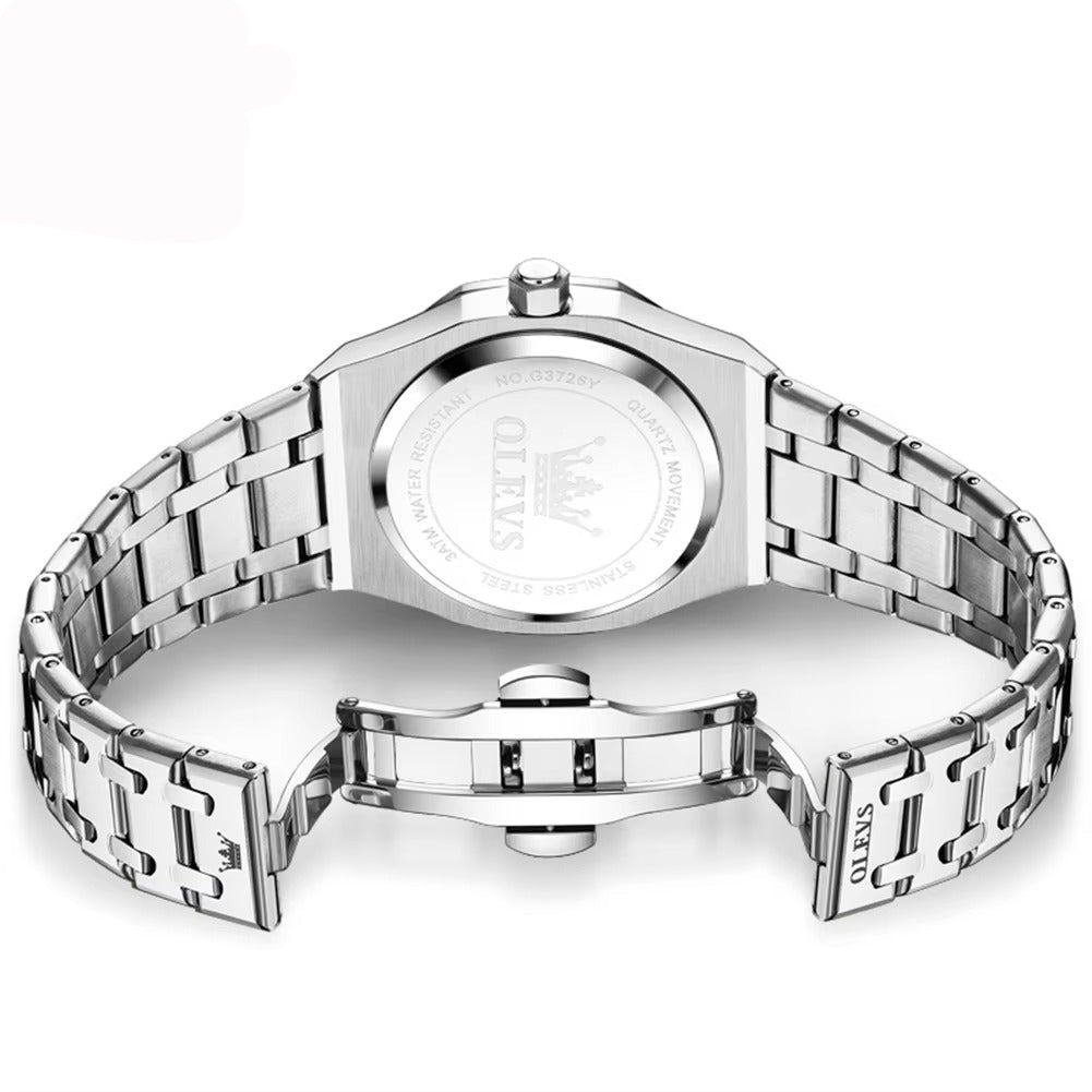 Achteckige Edelstahl Armbanduhr "Doppio calendario no.5245“ - PITANI