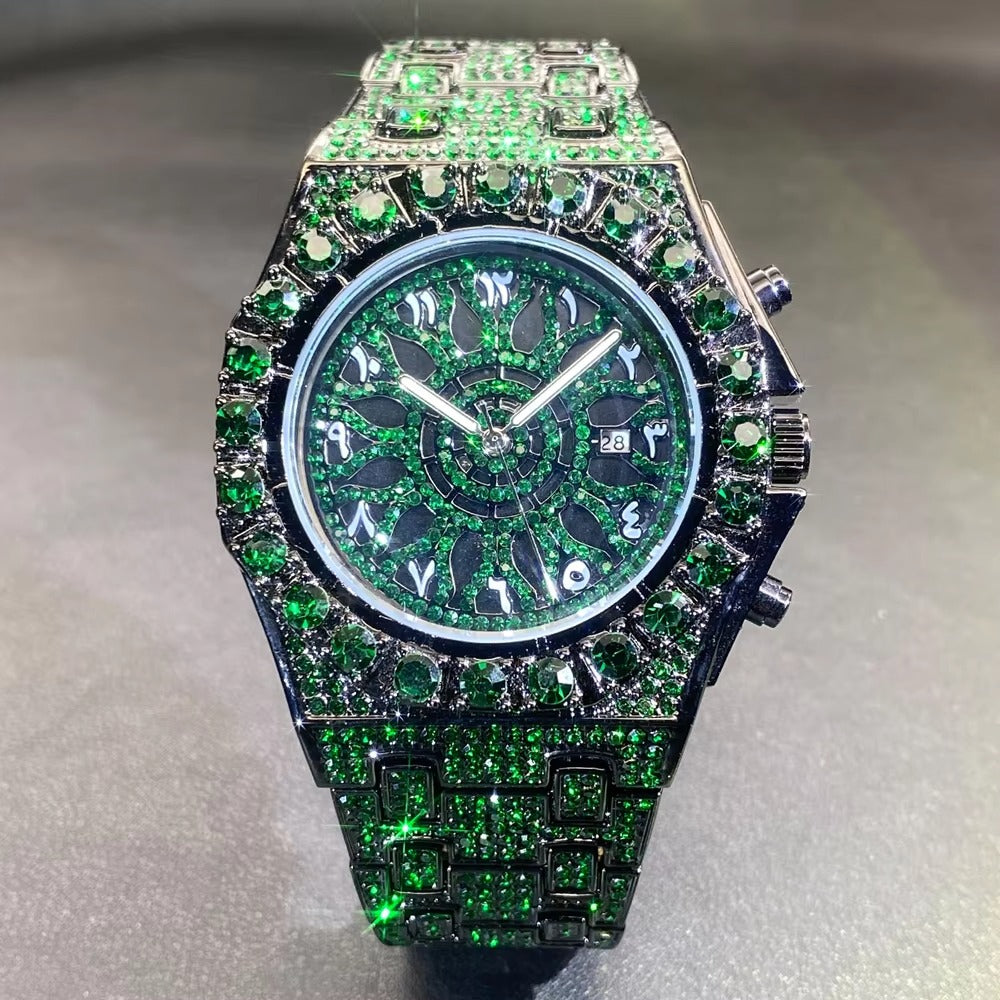 Edelstahl Glitzer Armbanduhr mit Arabischen Zahlen "Diamanti Moda no.5256“ - PITANI