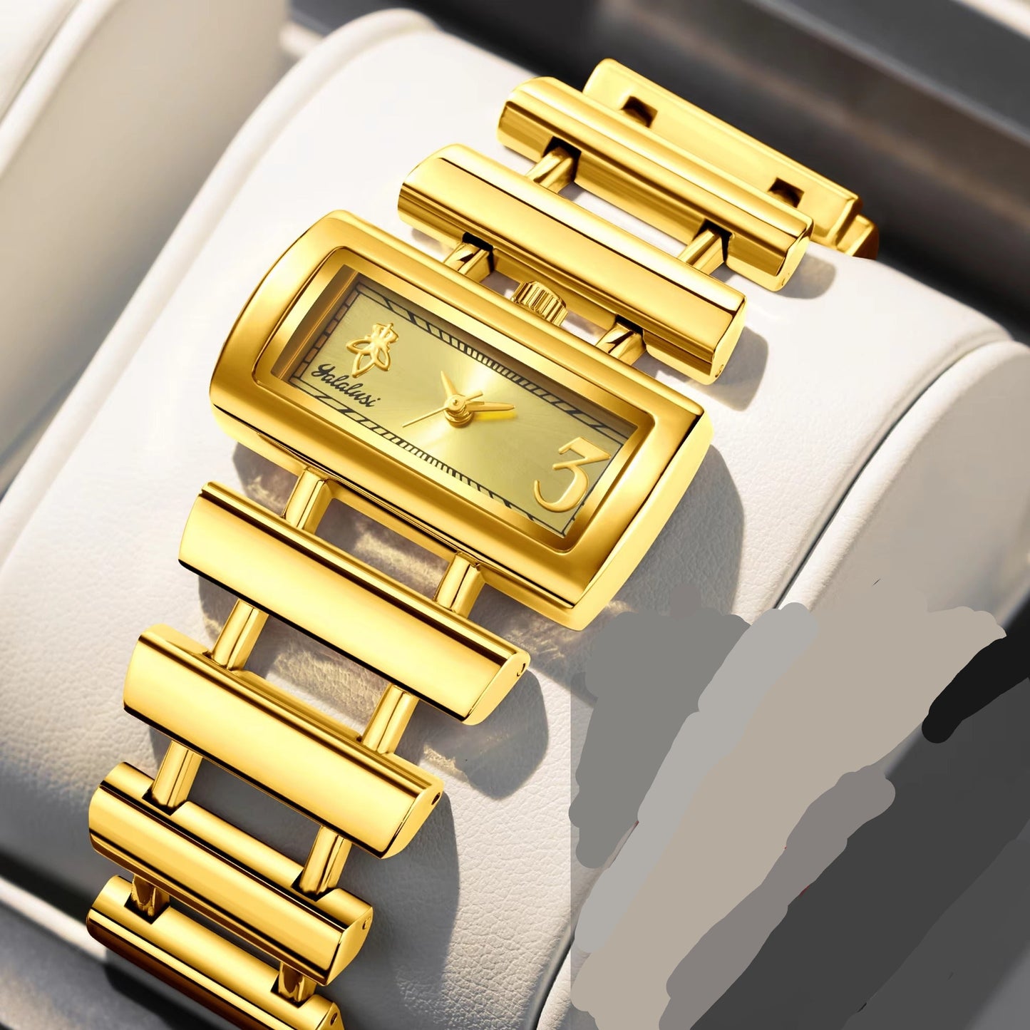 Rechteckige Edelstahl Armbanduhr mit gebogenem Gehäuse "Regolatore del braccialetto no.3204" - PITANI