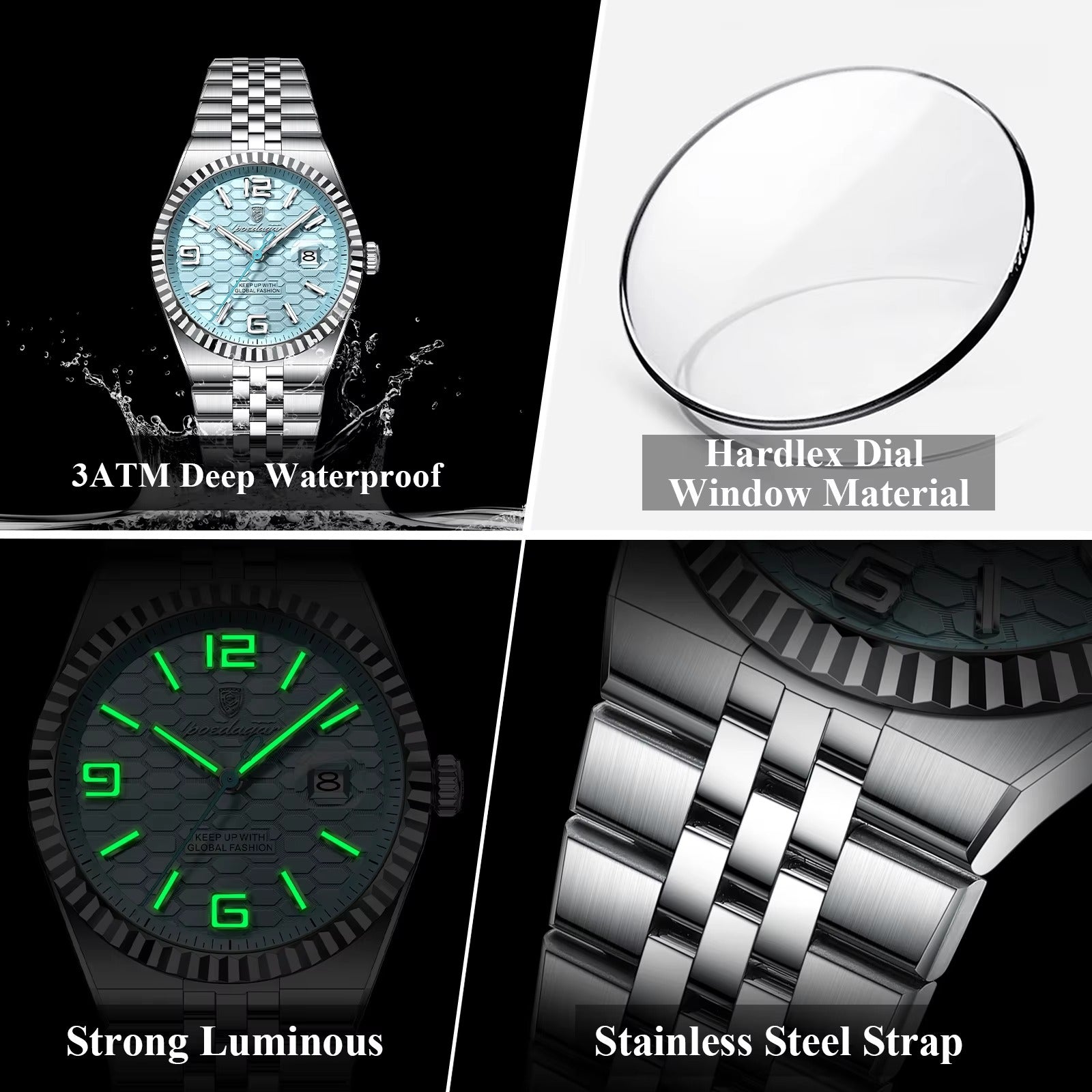 Edelstahl Armbanduhr "Impermeabile no.4160" mit Wabenförmigem Ziffernblatt - PITANI
