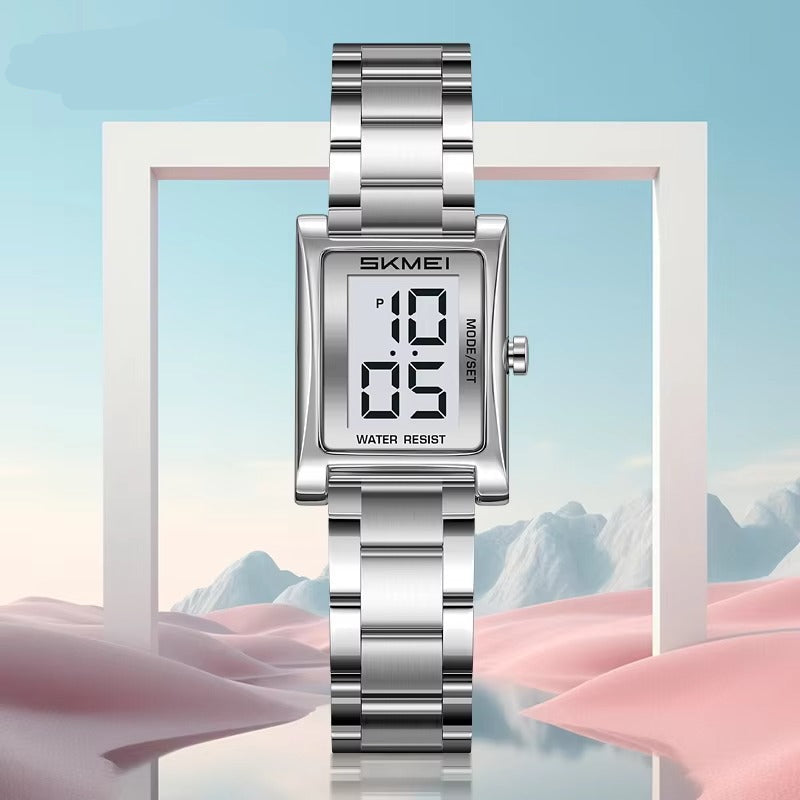 Rechteckige Digitale Edelstahl Armbanduhr "Rettangolare retrò no.3243“ - PITANI