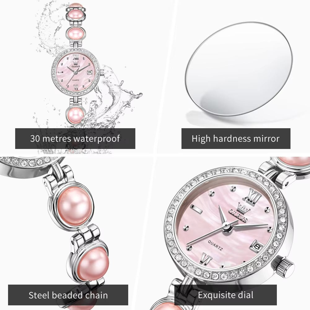 Perlen Glitzer Edelstahl Armbanduhr "Nuova Perla belle no.3220" - PITANI