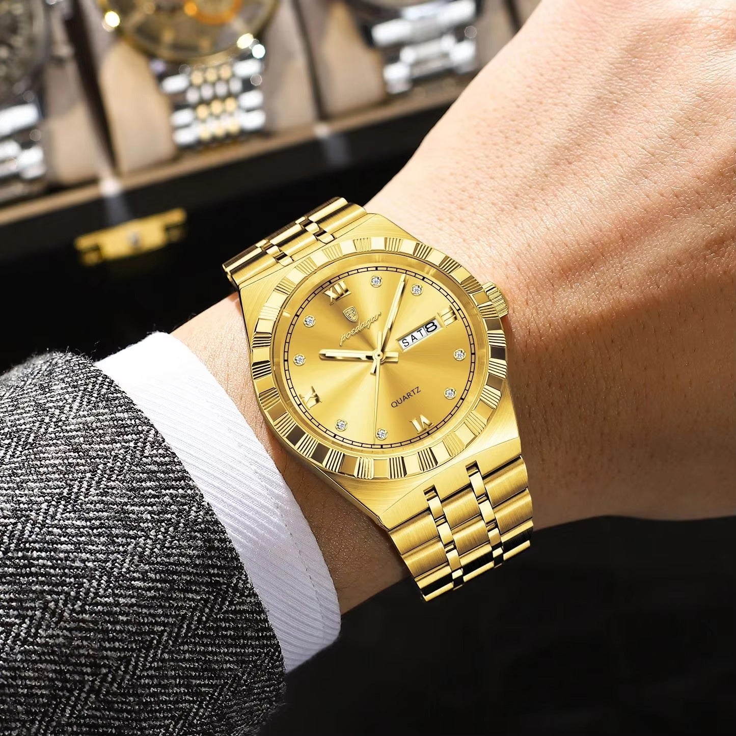 Edelstahl Armbanduhr mit eleganter Lünette "Luminoso impermeabile no.5199" - PITANI