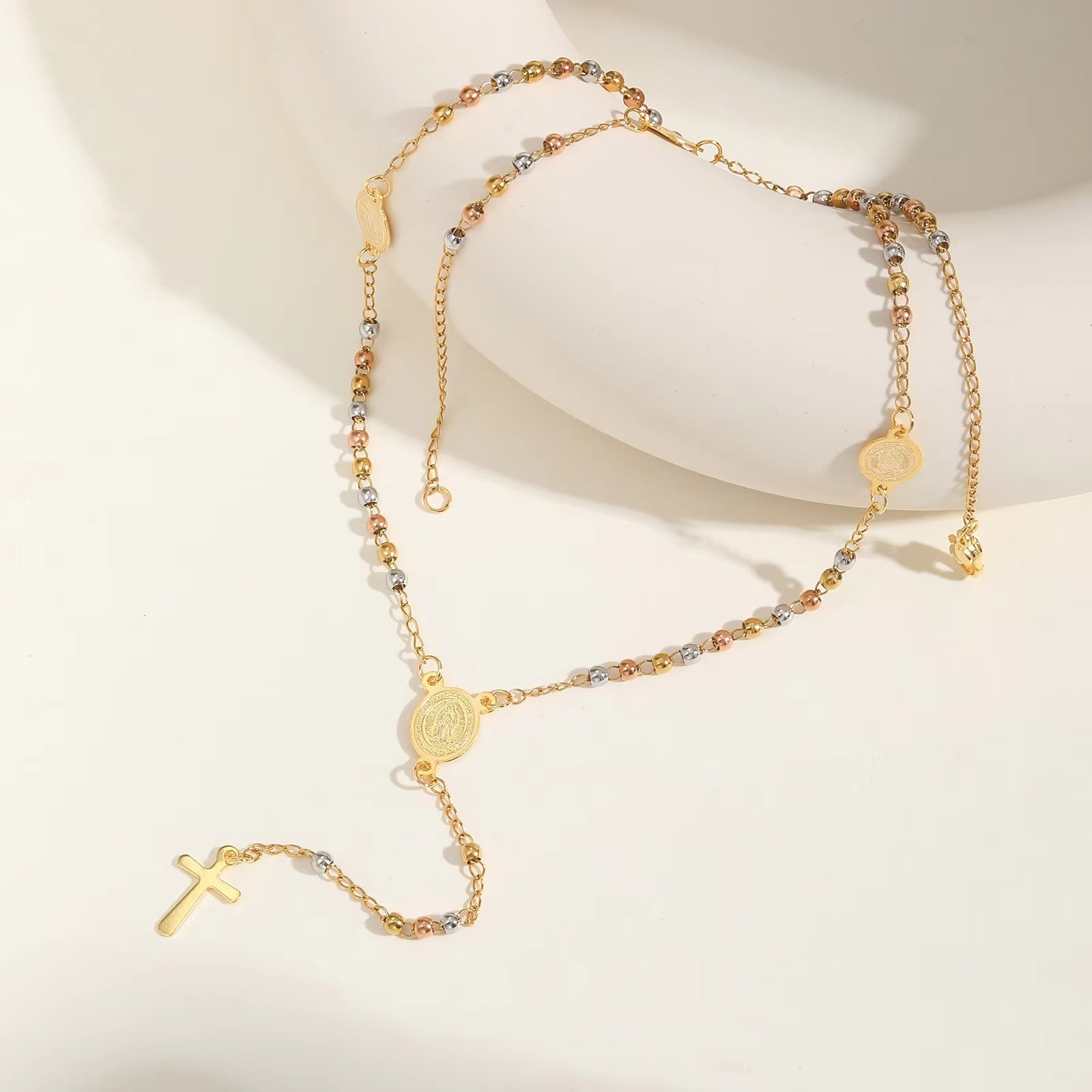 Edelstahl Rosenkranz Halskette "Acciaio inossidabile a forma di Y no.4241" - PITANI